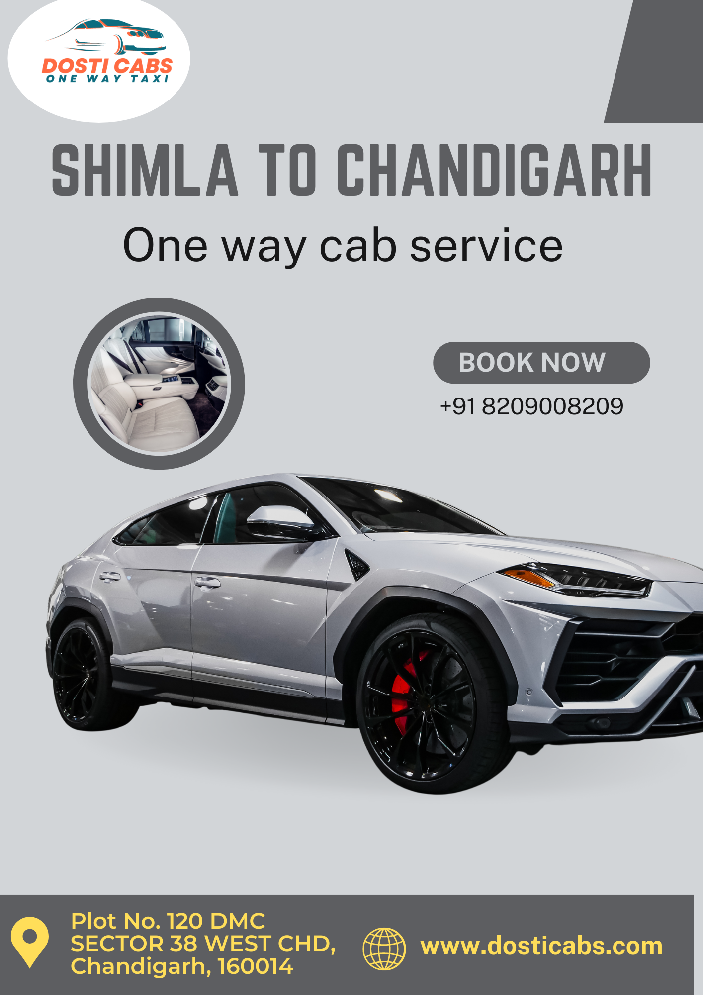 Shimla To Chandigarh One Way Cab Service